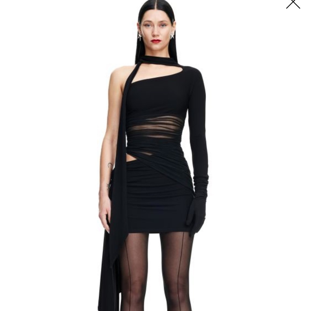 MUGLER X H&M Knot-detail One-shoulder Dress